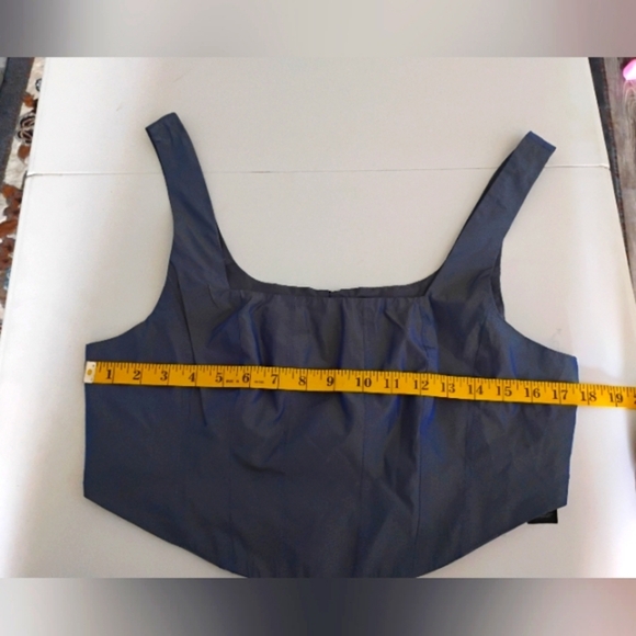 ASOS DESIGN Corset Top In Iridescent Blue Co-Ord. Size 8 - Picture 11 of 16